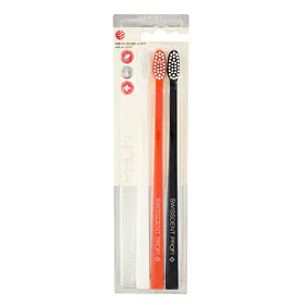 Swissdent Gentle Extra-Soft zubní kartáčky (černý, oranžový, bílý) 3 ks